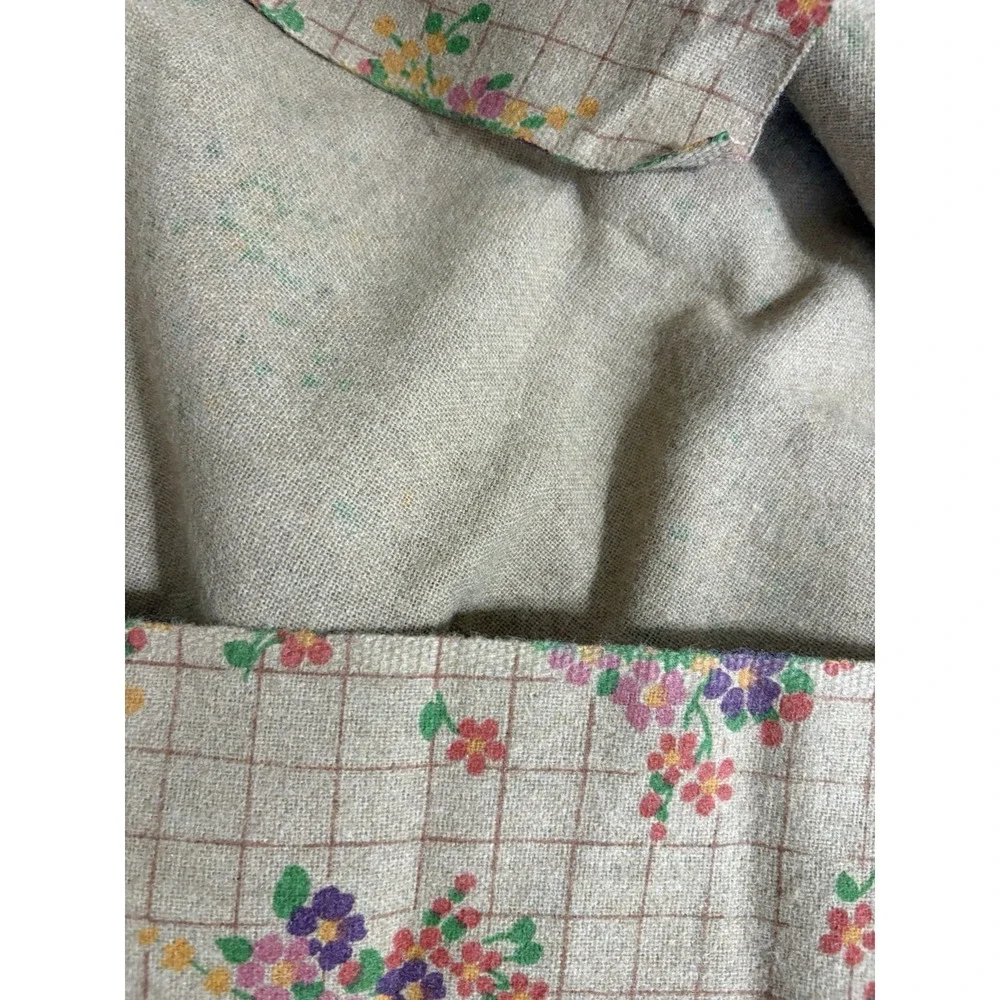 Vintage‎ Flour Sack Fabric Dark Beige/ Brown Floral MCM Cottage Flowers Cotton